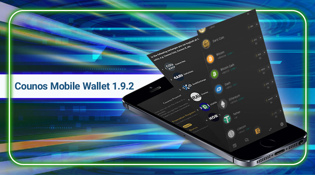 A new version of Counos Mobile Wallet has been released. This new version, Counos Mobile Wallet 1.9.2 includes bug fixes and most importantly an exciting change compared to previous versions.