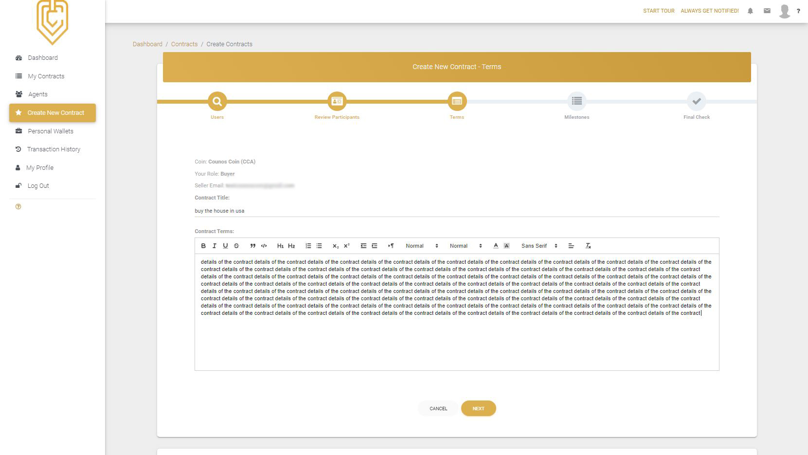 specify the terms of contract carefully and pick a title for your contract