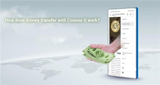Transferring money with Counos U is as simple as it is ingenious. For example, we take a person who wants to deliver USD from the USA to Dubai