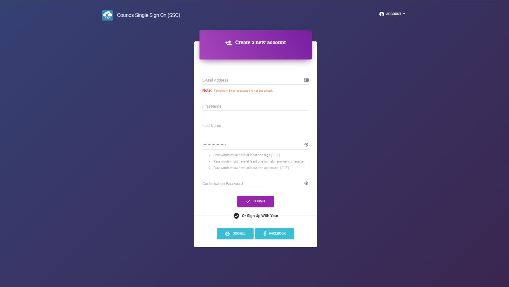 After entering the information in the promotion webpage, you will be redirected to the sign in page at SSO and you need to create an account for yourself