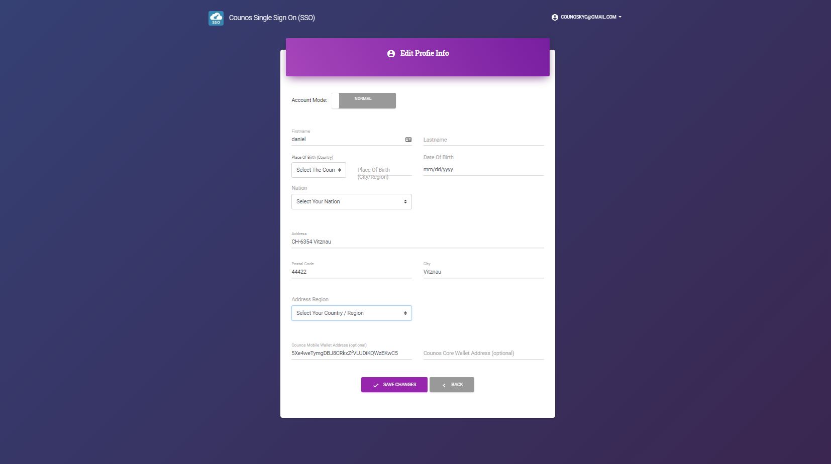 In the residential address section you need to enter the required information like address, phone number, country of residence, city of residence, postal code, date of birth, and so on, and in the end save the changes
